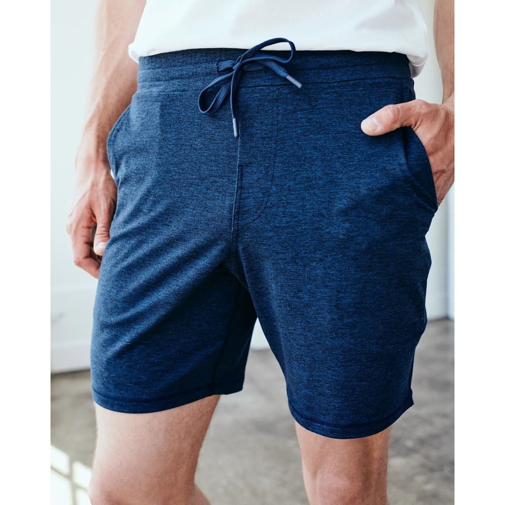 Quince Flowknit Performance Shorts 7.5 Inches Inseam Men's XL Heather Navy NWT